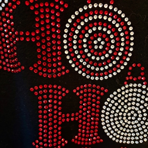 Vila Milano Black Rhinestone HO HO HO Lightweight Sweater, Womens size Medium - Picture 4 of 12